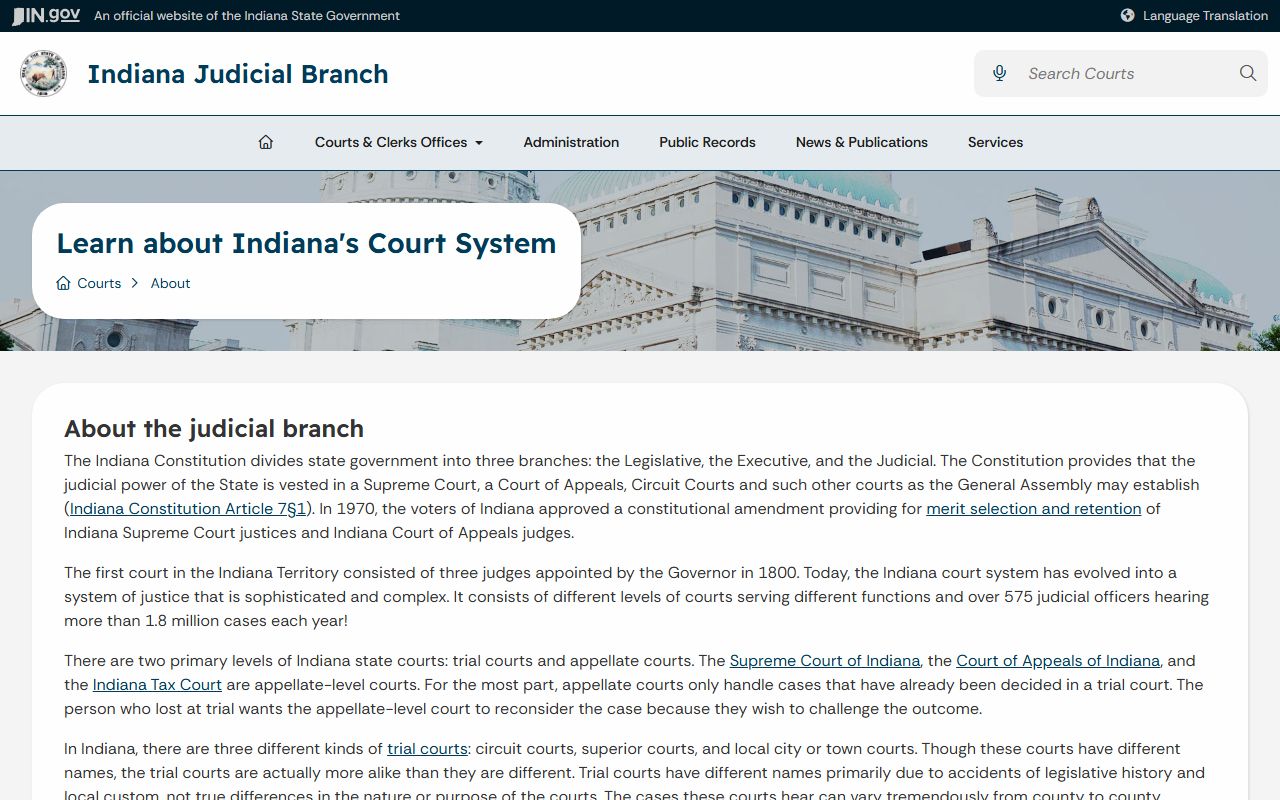 Pulaski County court dockets Indiana court system overview