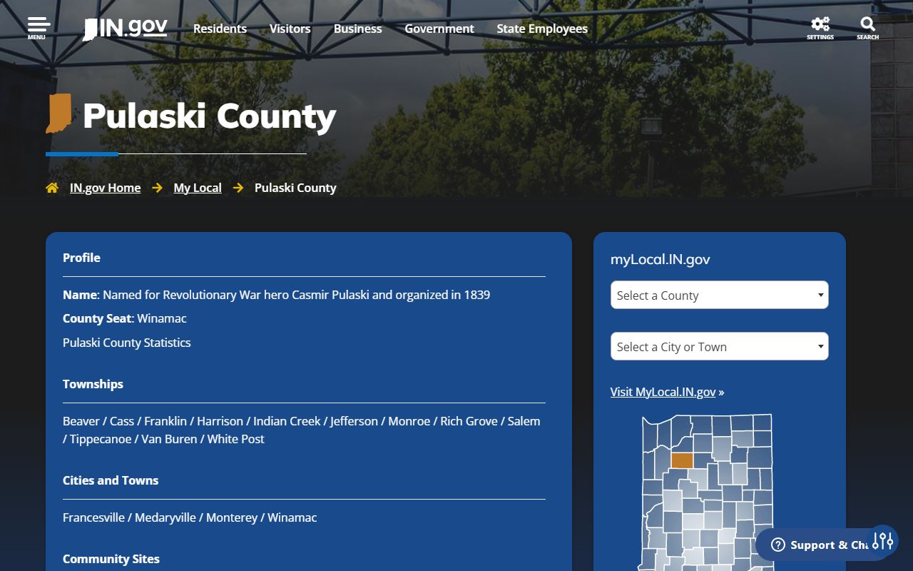 Pulaski County court records Indiana local profile