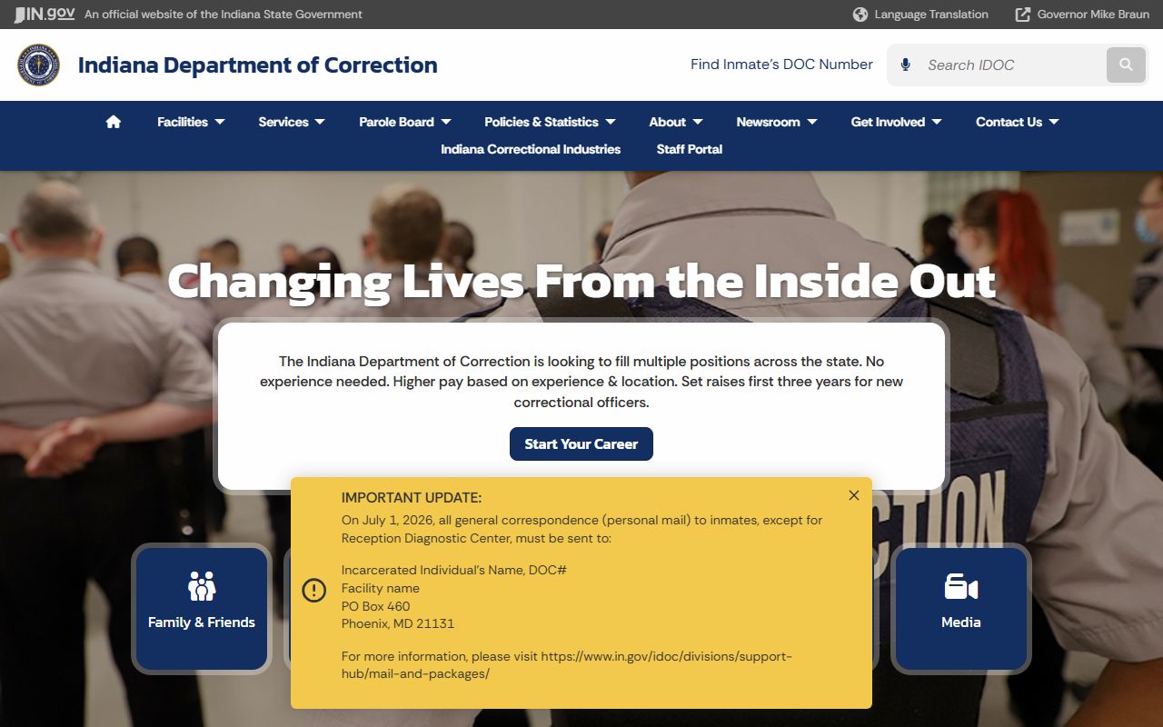 Pulaski County inmate records Indiana Department of Correction homepage