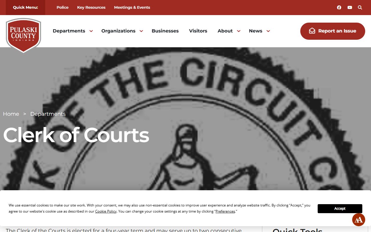 Pulaski County marriage and divorce records Clerk of Courts page