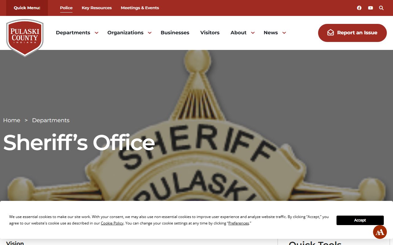 Pulaski County warrant records sheriff office contact page